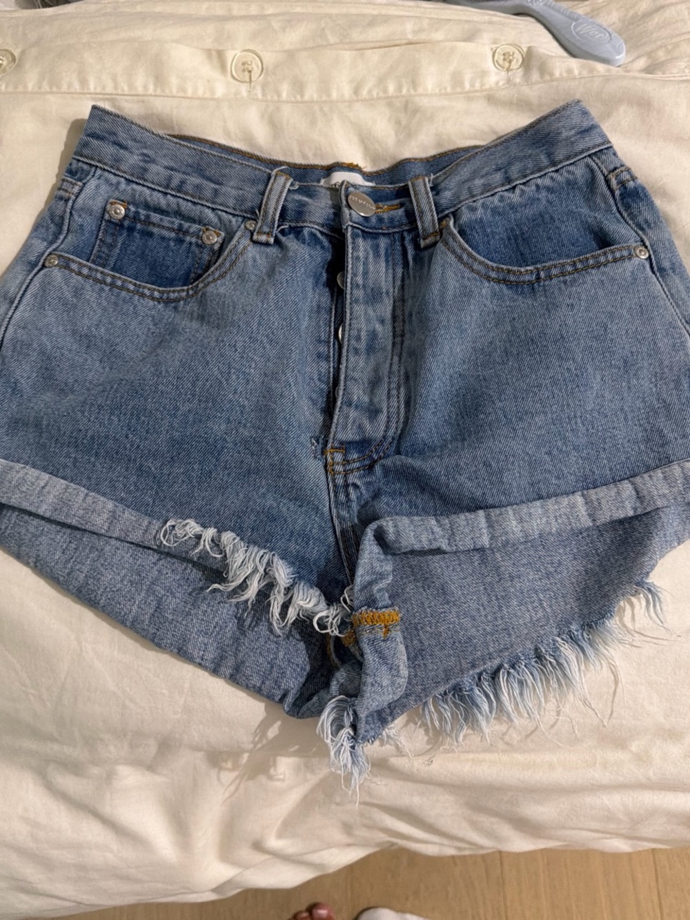Superdown Blue Denim Cutoff Shorts - Classic High-Rise